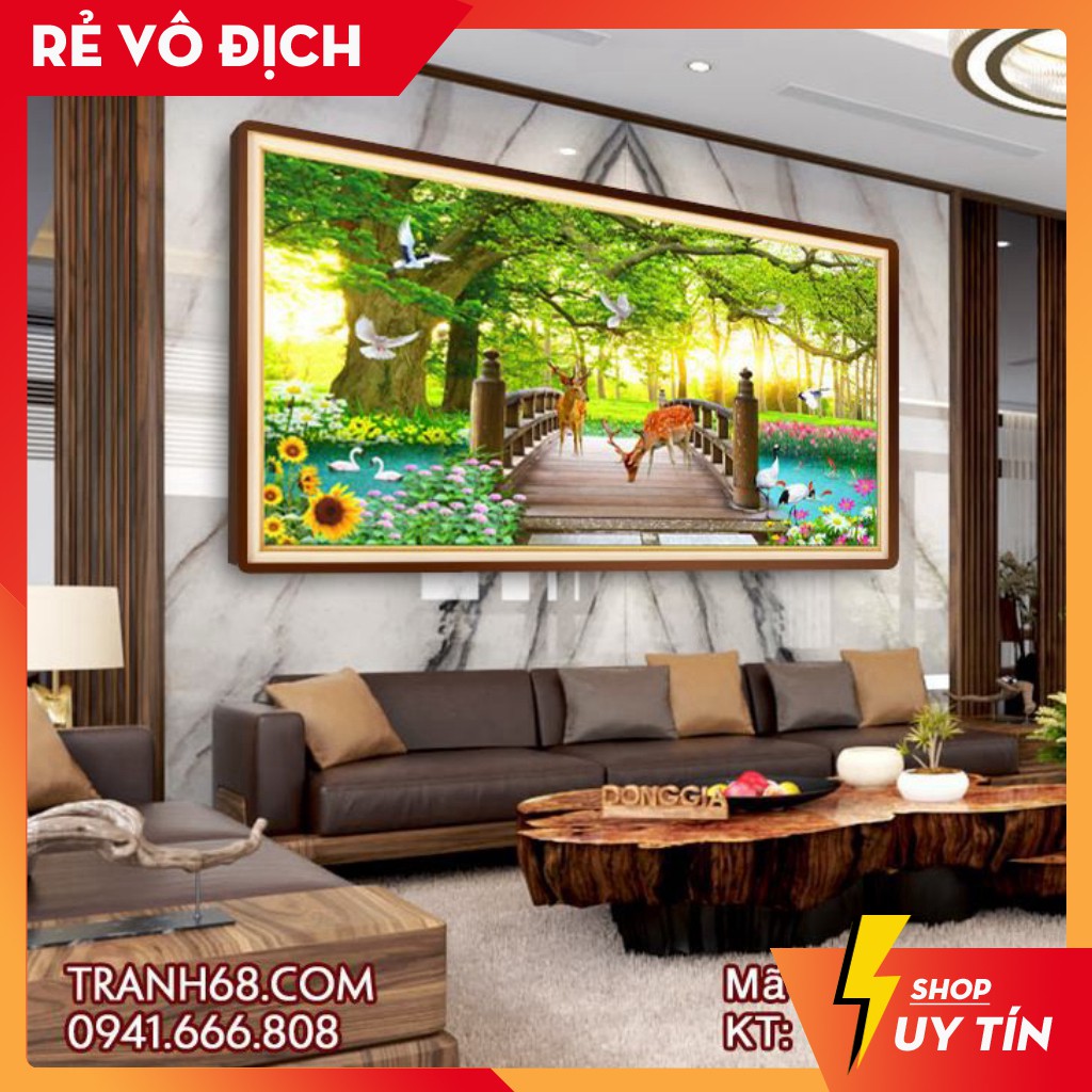Tranh đính đá Phong cảnh Cây cầu thơ mộng 6082 kích thước 150x70cm