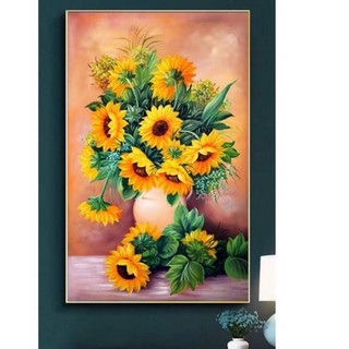 Tranh vẽ Hoa Hướng Dương in tráng gương