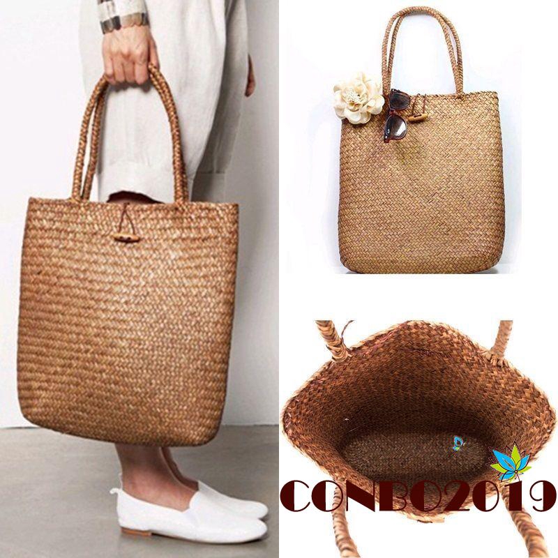 Túi đeo vai nữ đan lát có quai cầm xinh xắn