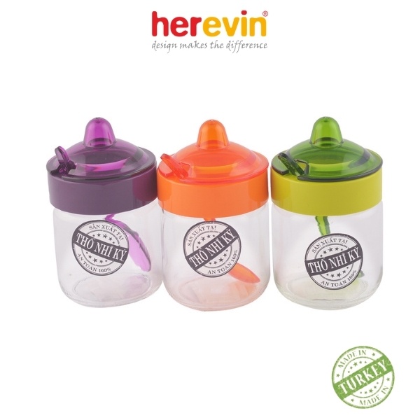 Bộ 3 Hũ Gia Vị Thủy Tinh Có Muỗng Herevin 200ml - HUGI131505 [GIAO MÀU NGẪU NHIÊN]