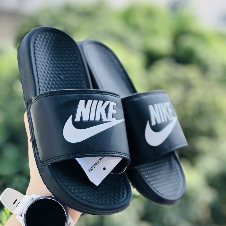 Dép unisex 𝐍𝐈𝐊𝐄 ❤️FREESHIP + Hộp❤️ nike nk quai ngang thể thao nam nữ mk in đen trắng QC, tem tag mac đây đủ