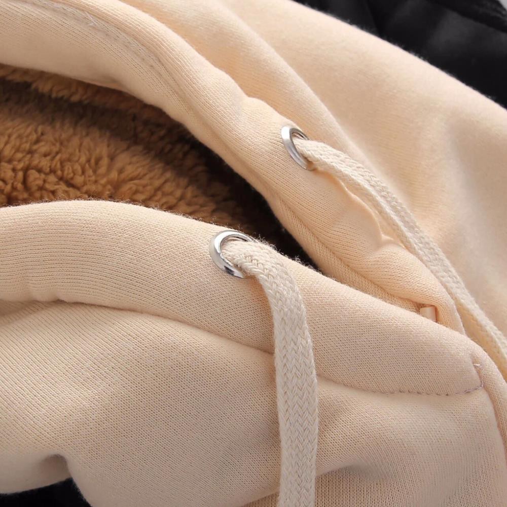 Áo khoác hoodie nam nữ lót lông cừu unisex đôi form rộng trơn có mũ đẹp chất nỉ phong cách trẻ trung Korea | BigBuy360 - bigbuy360.vn