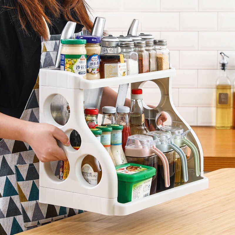 Kệ Đựng Gia Vị Nhà Bếp Chữ B - Kệ Đựng Chén, Bát, Vật Dụng Nhà Bếp 2 Tầng Đa Năng