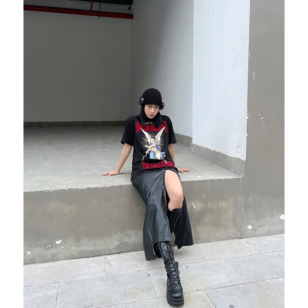 Áo thun tay lỡ MIKENCO Angel áo phong unisex nam nữ from rộng chuẩn chất liệu cotton BrownRabbit Fashion
