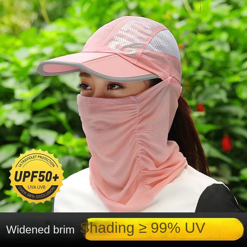 Mũ Chống Nắng Mùa Hè Chống Tia UV Có Màng Che Mặt Mới Có Thể Gấp Gọn Cho Nữ Hoạt Động Ngoài Trời