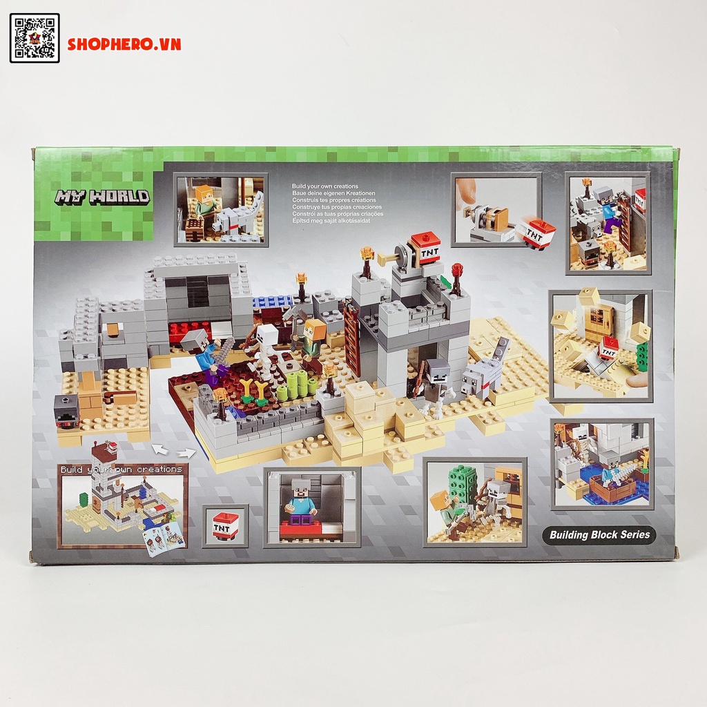 Lego Minecraft Đồn Sa Mạc, bộ lego lắp ráp dành cho bé,giúp phát triển trí tưởng tượng duy trì sự sáng tạo