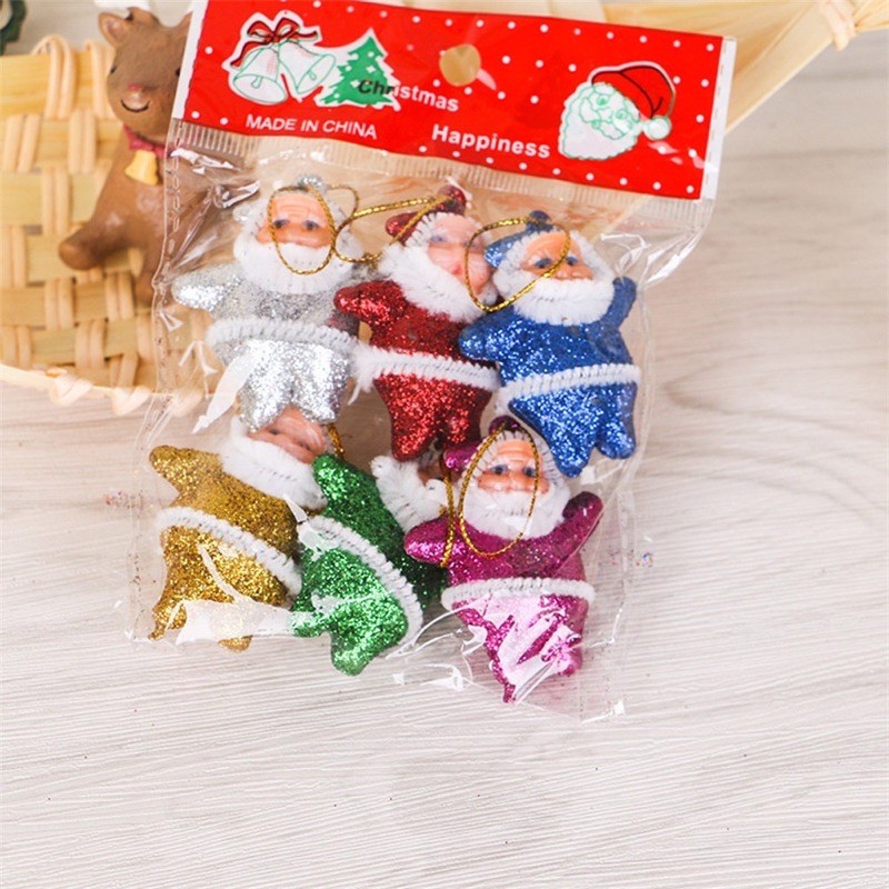 Set 6 ông già noel trang trí cây thông làm quà tặng noel giáng sinh