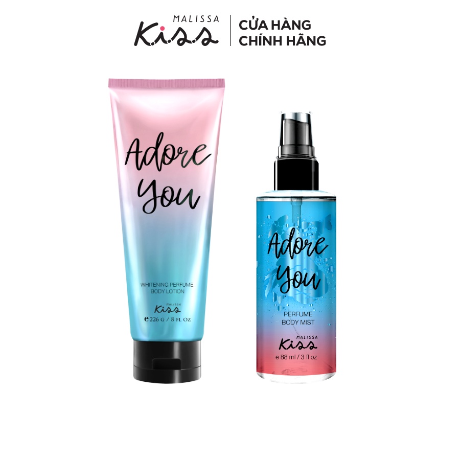 Bộ Đôi Hoàn Hảo Malissa Kiss Body Lotion &amp; Body Mist Hương Adore You 226G