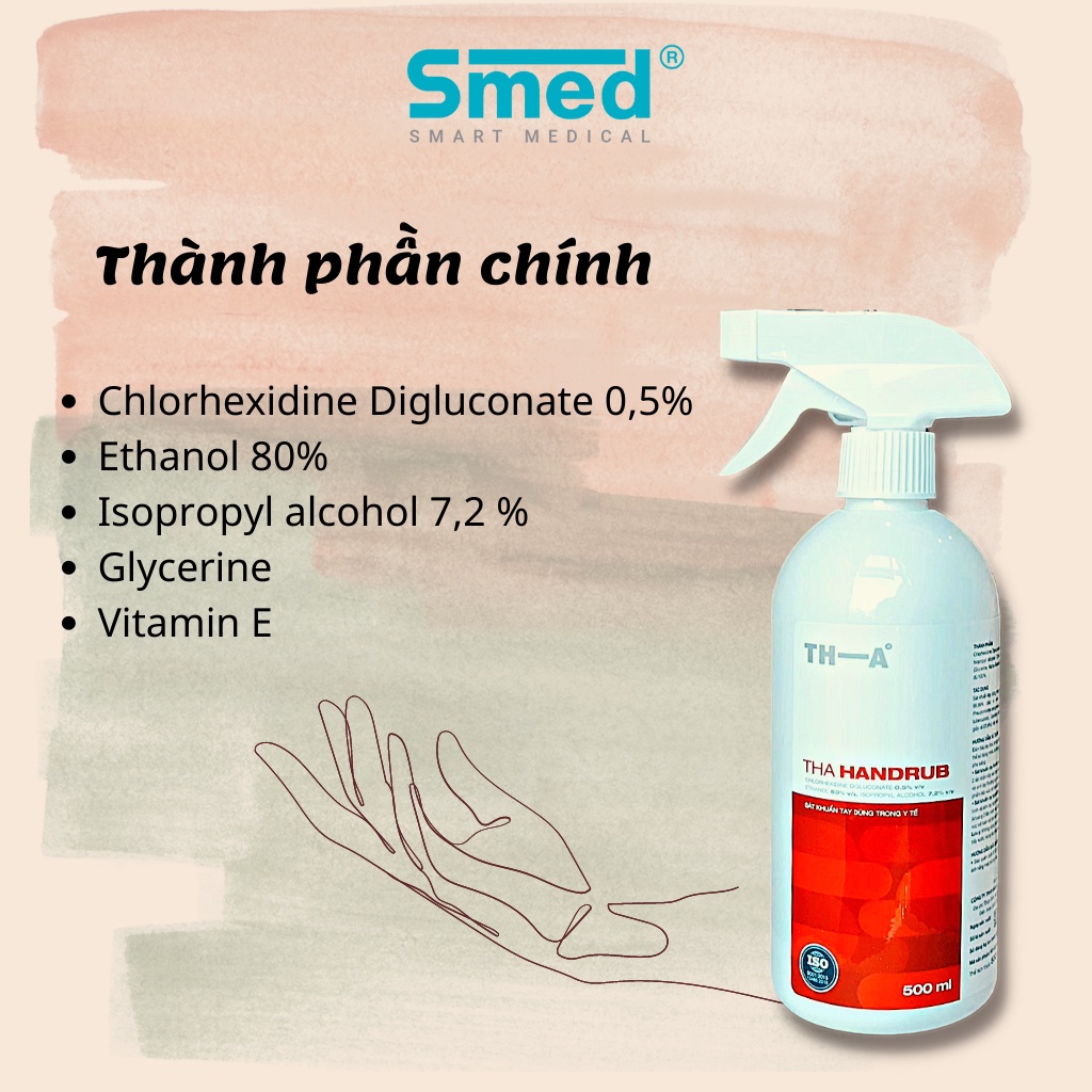 Xịt nước rửa tay khô diệt khuẩn TH.A handrub 500ml cổ cò vòi xịt | BigBuy360 - bigbuy360.vn