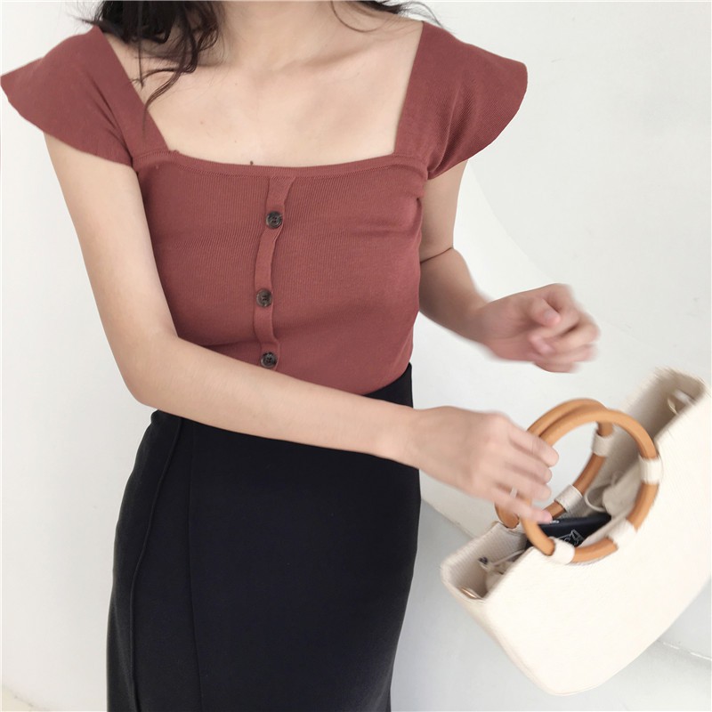 Áo kiểu SUXI hai dây màu trơn đơn giản