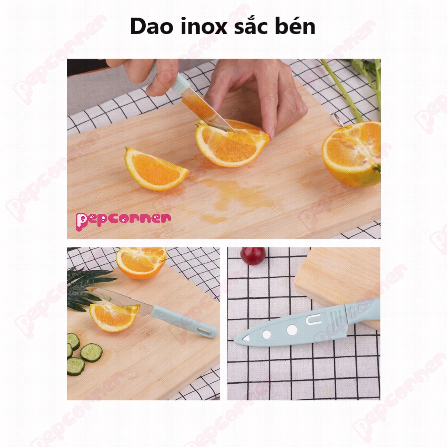 Bộ dao thớt chế biến ăn dặm 4 chi tiết chất liệu inox và PP an toàn cho bé và gia đình