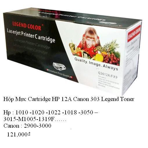 Hôp Mực In HP : 12A / Canon: 303. Dùng cho máy in HP 1010-1020-3015.. Canon 2900-3000…