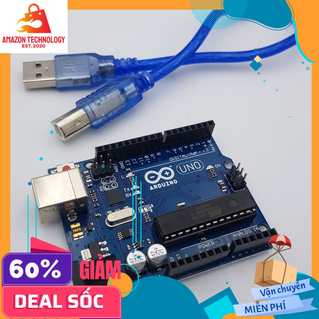 Arduino UNO R3 DIP chíp cắm (kèm cáp)