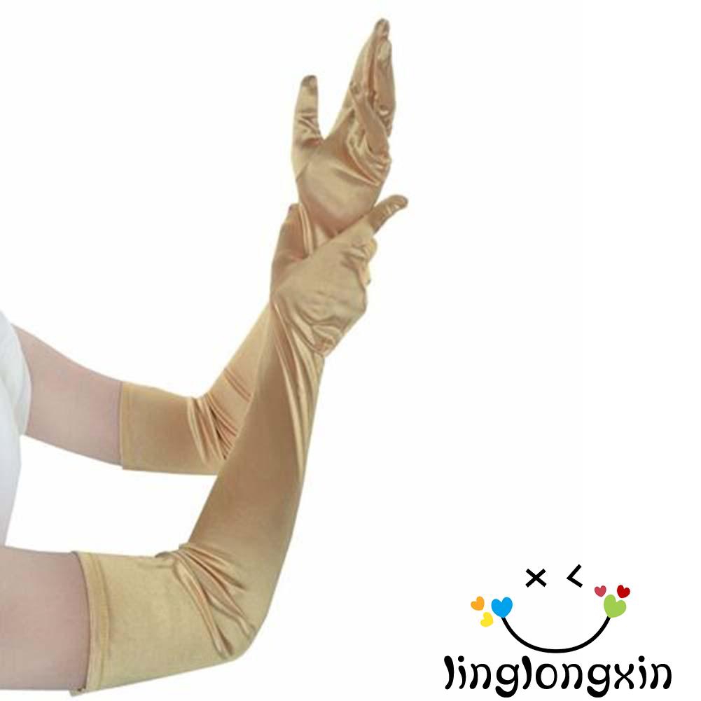 Găng tay dài vải satin dành cho nữ