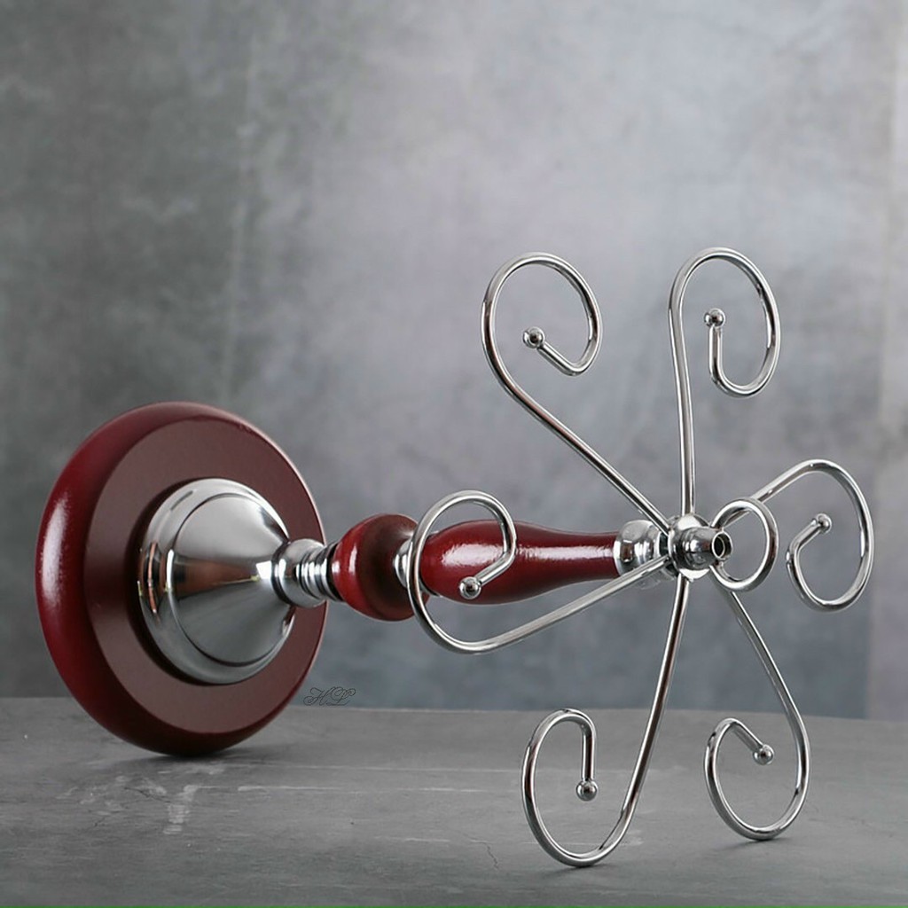 GIÁ TREO LY MÂU ĐỒNG ĐẾ GỖ CAO CẤP