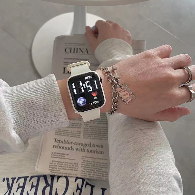 Đồng Hồ Điện Tử Đèn LED Dây Silicone Thể Thao Unisex
