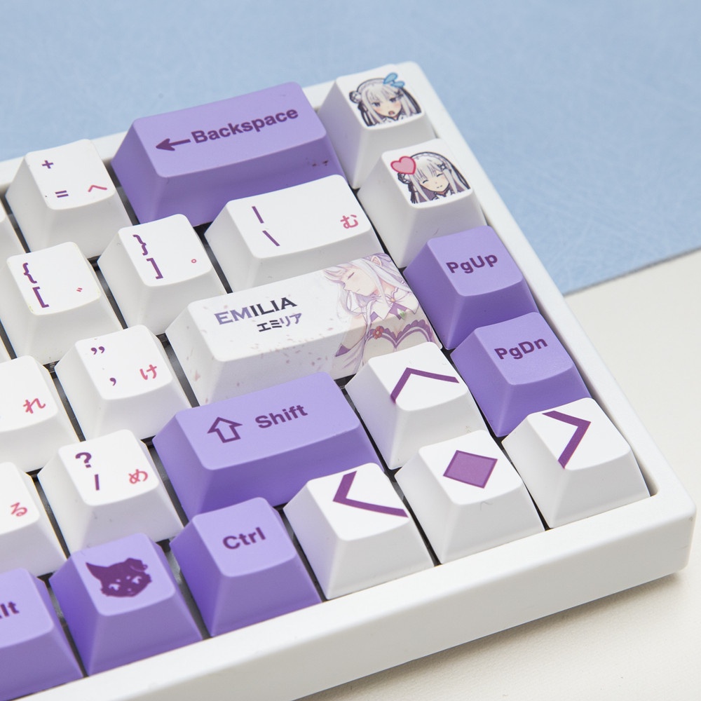 127 Phím Emilia Keycaps Cherry Profile Re: zero Anime PBT Dye Sub Bàn phím cơ học Keycap