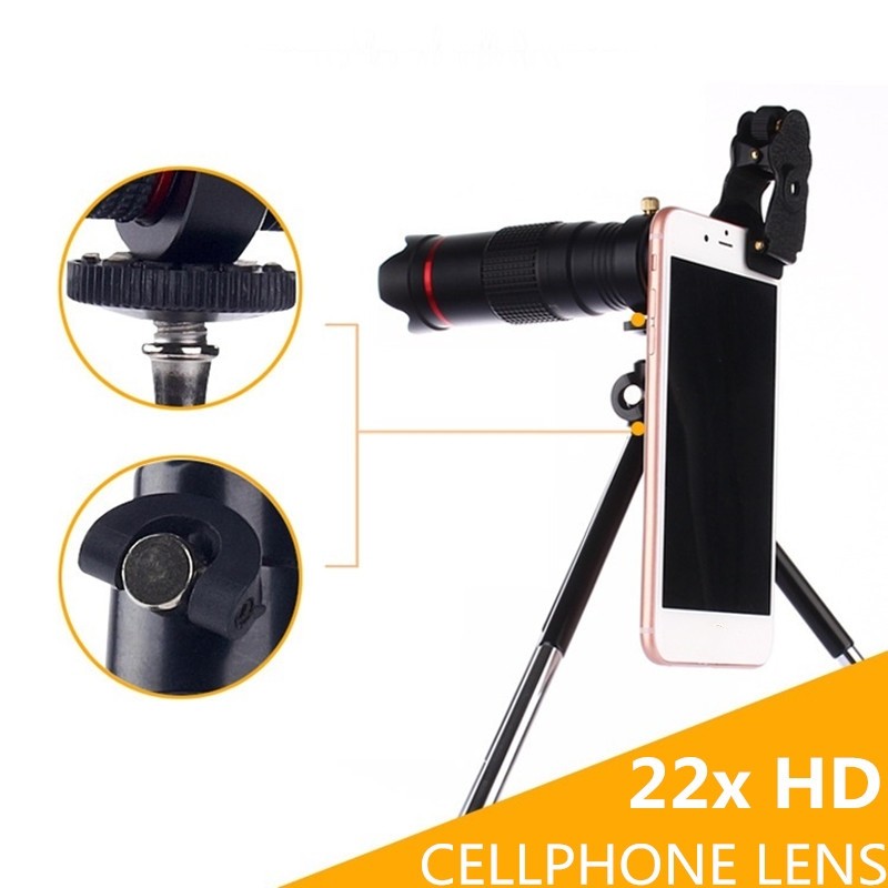 Universal Clip External Telescope Cell Phone Lens 22X HD Zoom Optical Monocular