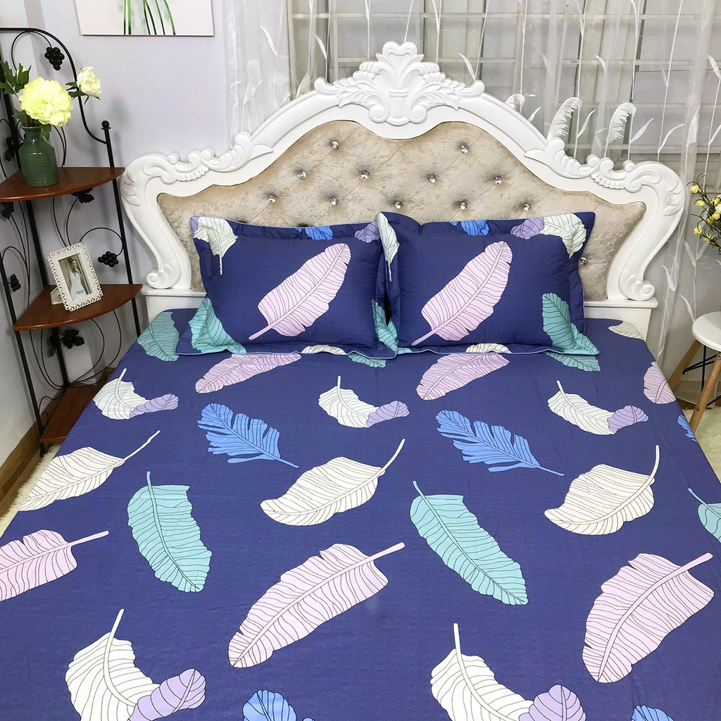 Bộ Ga Gối Cotton 100% Hàng Việt Nam Chất Lượng Cao Mẫu LÁ CHUỐI XANH. Thấm Hút Mồ Hôi Cực Tốt