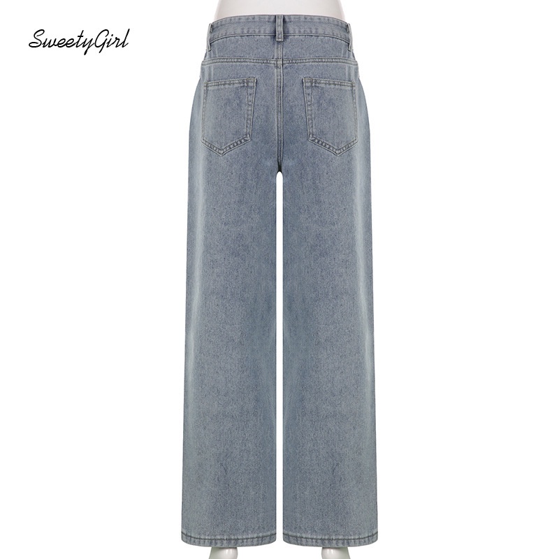 Quần Jean Rách Ống Thẳng Eo Thấp Thời Trang Dành Cho Nữ 2022