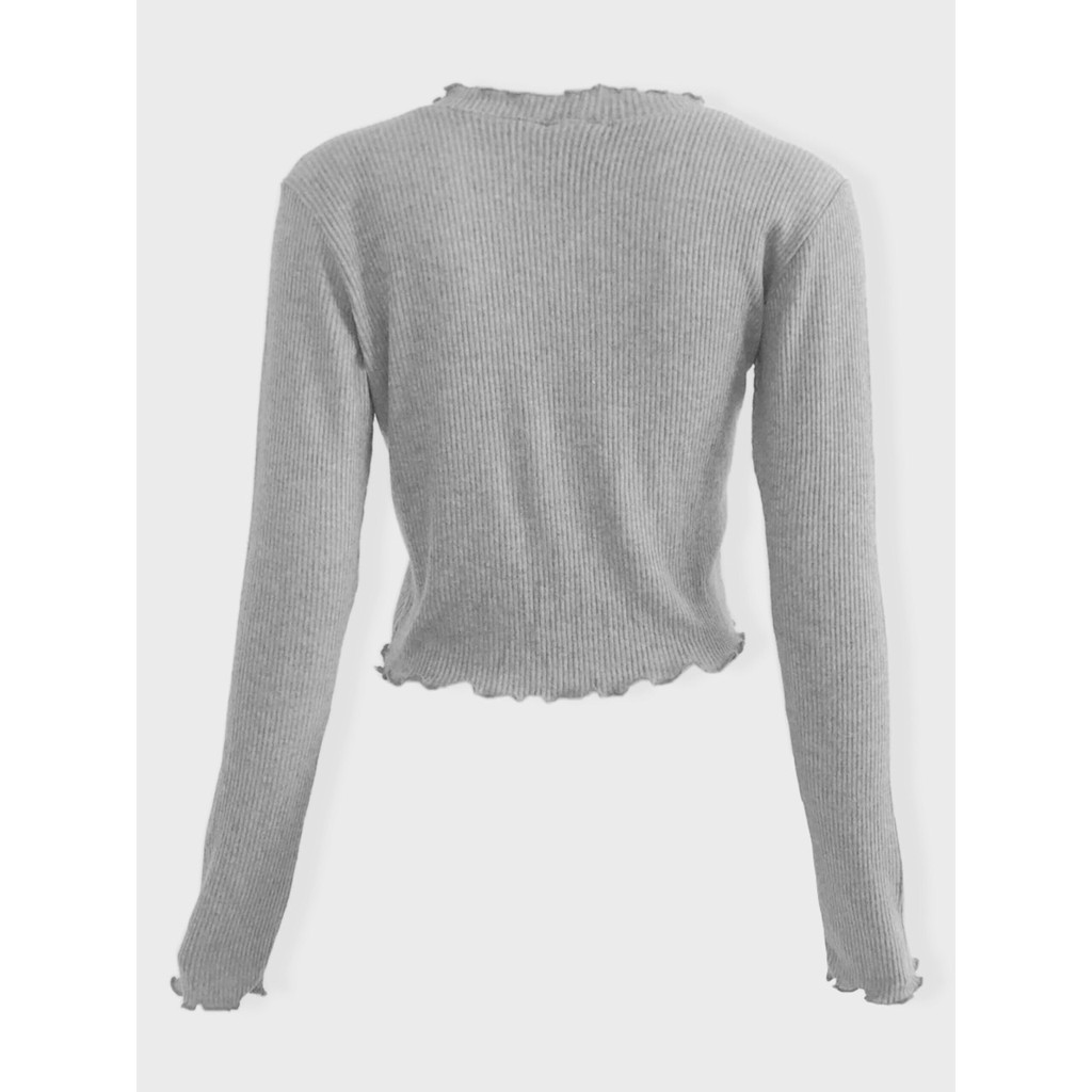 Áo croptop xám dài tay form ôm vnxk