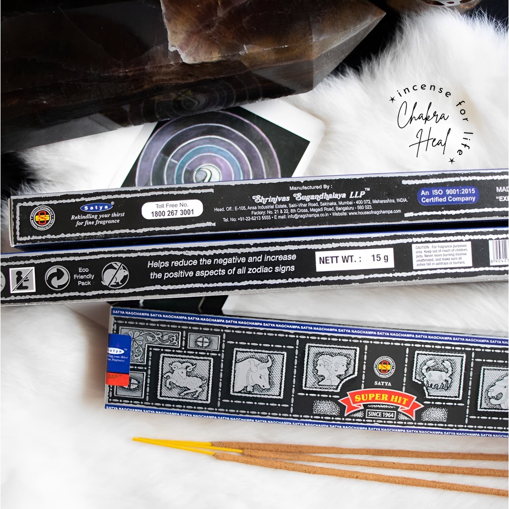 Nhang Thơm SUPER HIT Satya Incense Mùi Hương Giúp Xoa Dịu Rung Cảm Tiêu Cực Tạo Cảm Giác Thư Giãn l Chakra Heal Incense