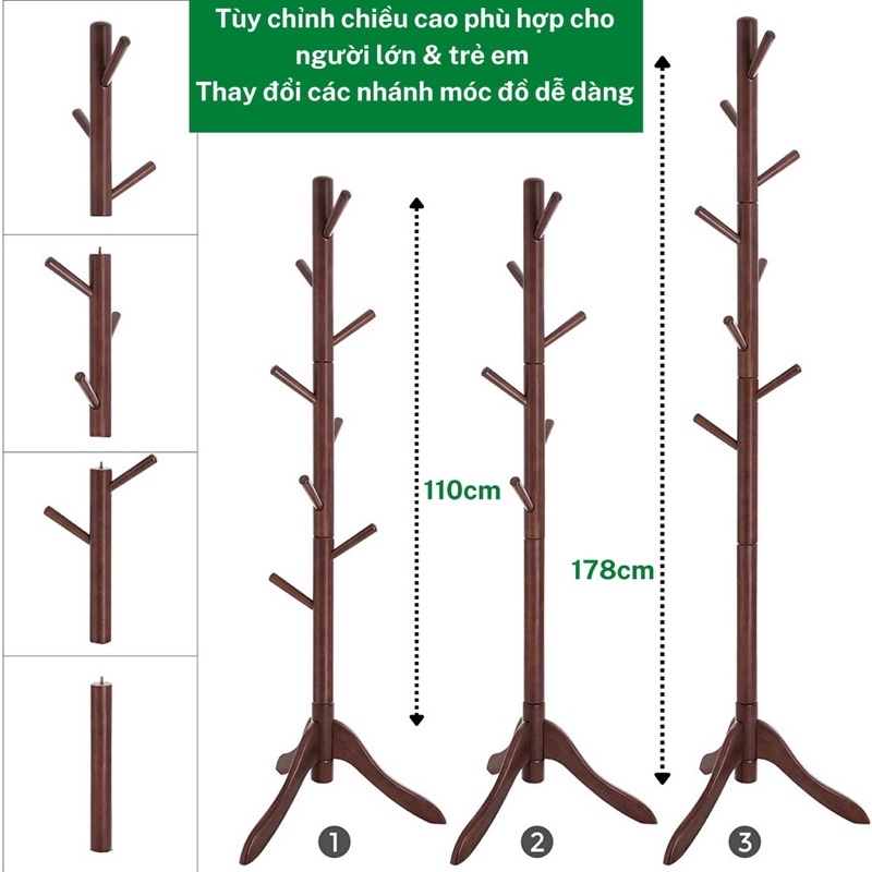 Cây treo đồ gỗ tự nhiên/ sào treo đồ phong cách Châu Âu