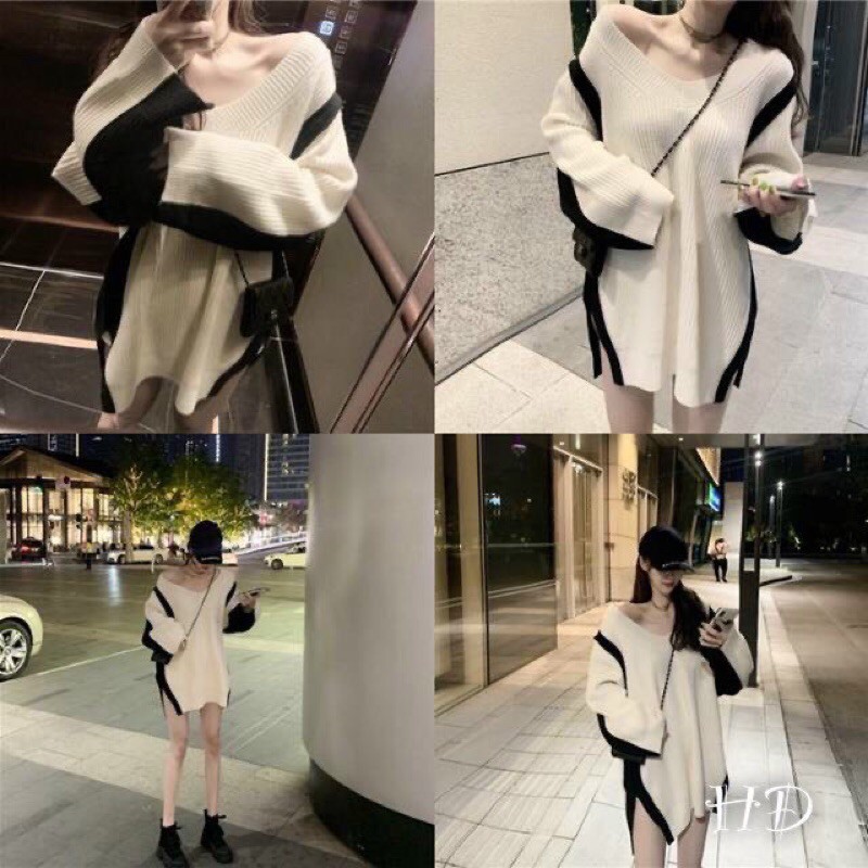 ÁO LEN DÀI DÁNG RỘNG Xẻ TÀ