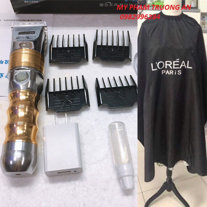 Combo Tông Đơ Huaerbo B60 Pin Trâu và Áo Choàng Loreal (nhiều màu)