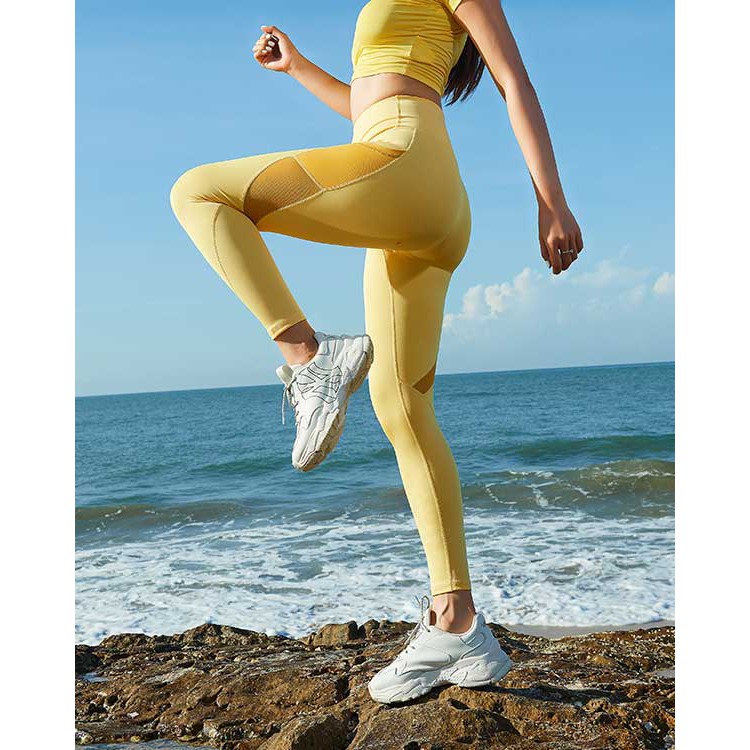 FREESHIP 500K Quần dài tập gym yoga nữ ICADO phối lưới QD-38. Thun co giản 4 chiều rất thỏa mái khi luyện tập