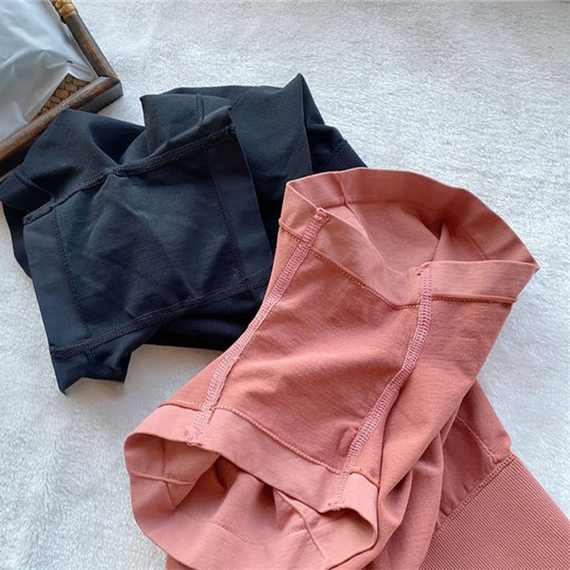 Quần đùi thể thao FINETOO bó sát lưng cao mềm mại co giãn màu trơn thời trang mùa hè dành cho nữ