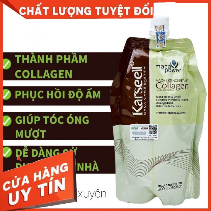 Hấp dầu kem ủ Karseell túi 500ml collagen giá rẻ phục hồi giữ màu tóc hư tổn siêu mềm mượt