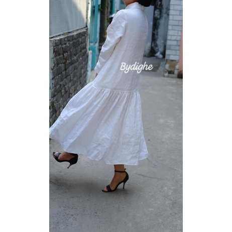 Đầm sơ mi form suông Linen