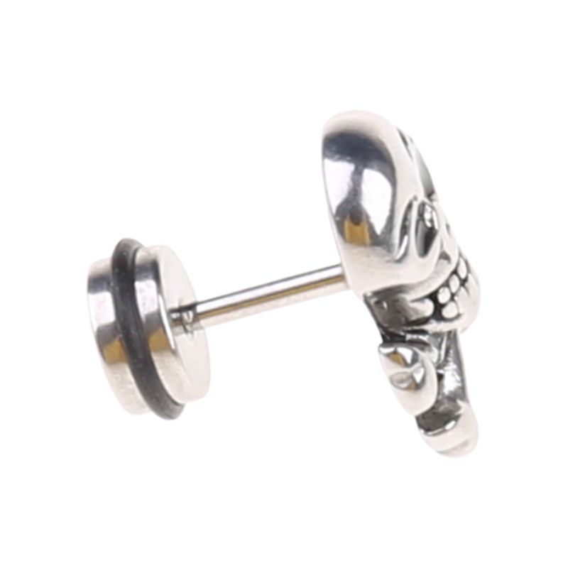 Bông Tai Hình Đầu Lâu Bằng Thép Titan Phong Cách Retro