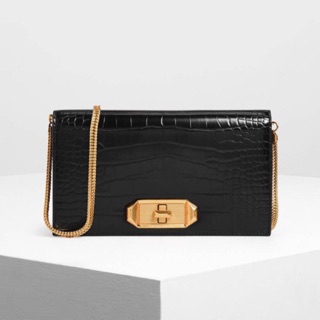 (AUTH-CÓ BILL) VÍ ĐEO CHÉO CHARLES & KEITH 19CM