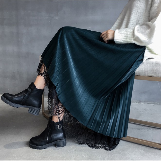 Váy xếp ly phối ren mặc 2 kiểu thời trang Hàn Quốc VAY63 Free size