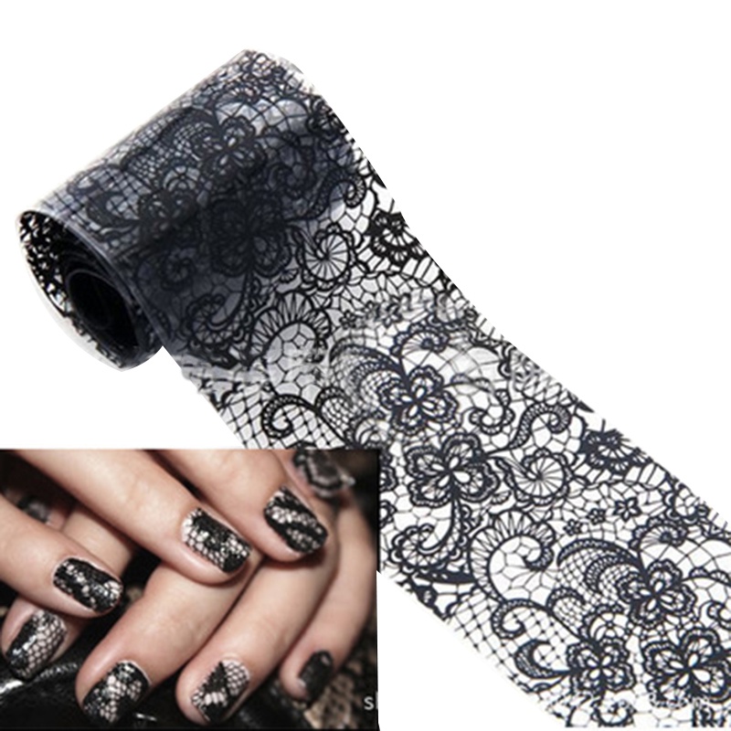 Ren đen hoa hoa nail art foil sticker decal trang trí móng tay