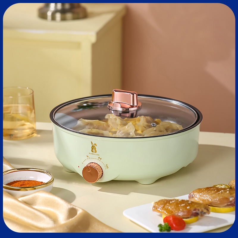 Bếp Lẩu Nướng Đa Năng, Nồi Lẩu Nướng Điện Mini 2 Trong 1 Điều Chỉnh Nhiệt Độ,Chống Dính Cao Cấp