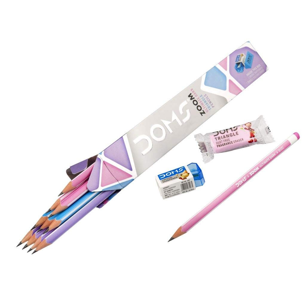 Hộp 12 Bút Chì Gỗ + 1 Gôm + 1 Chuốt - DOMS Zoom Ultimate Dark 3412
