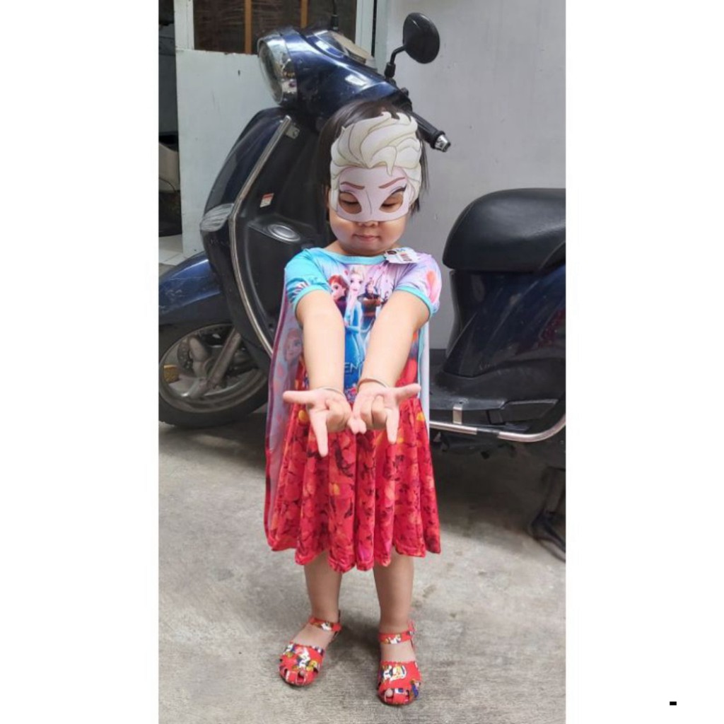 Đầm hóa trang Elsa kèm choàng và mặt nạ xinh
