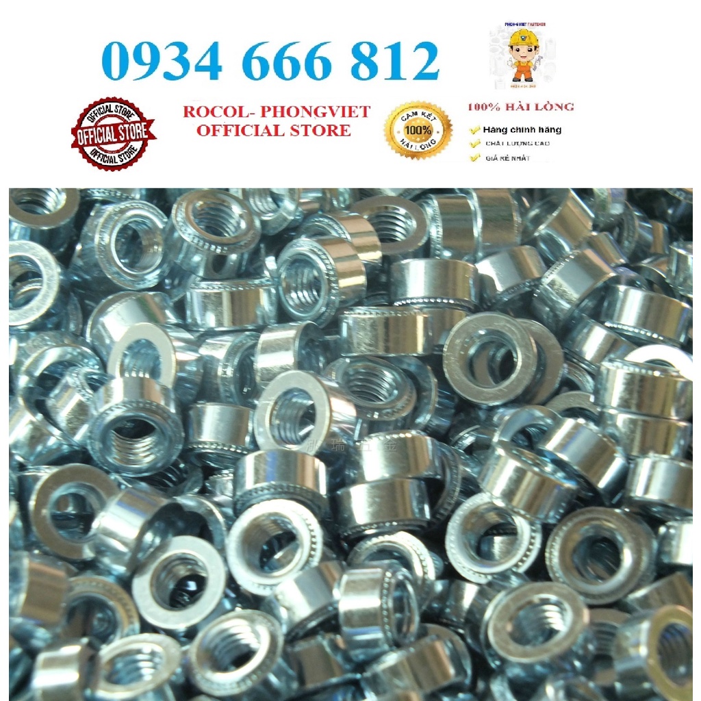 Set 50c tán dập Pem M3, M4,M5,M6,M8 thép mạ