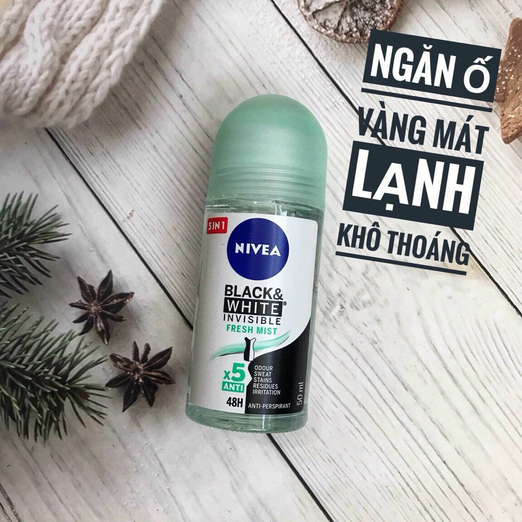 Chai thủy tinh Lăn nách khử mùi 48h Nivea nữ dạng nước 50ml Đức