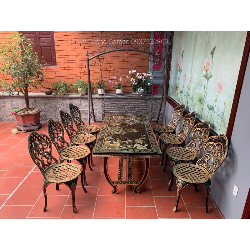 Bàn ghế sân vườn, bộ bàn ăn nhôm đúc cap cấp