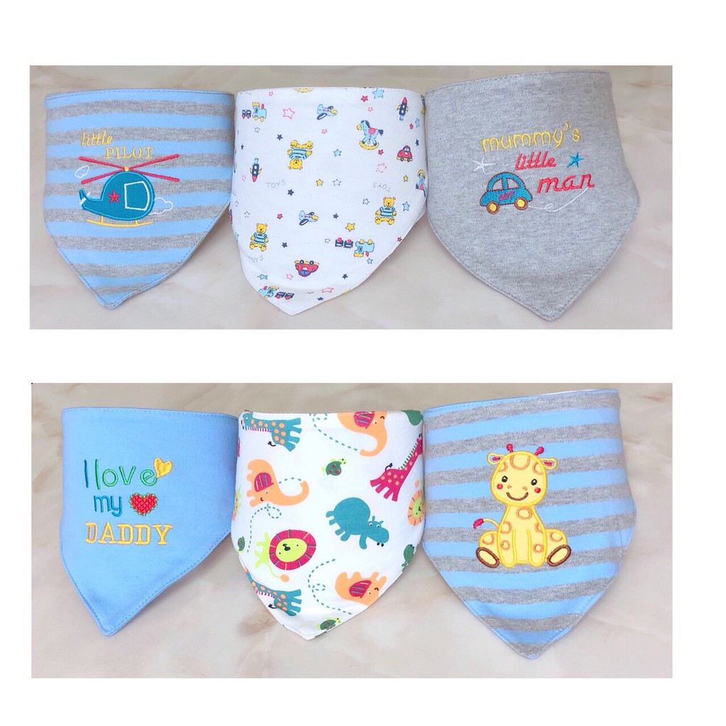 (Giá Siêu Tốt) Set 3 yếm cao cấp BABY cho bé trai - bé gái hàng VN xuất khẩu