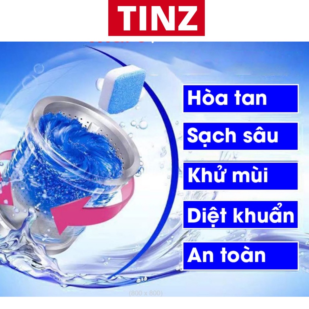 Viên tẩy vệ sinh lồng máy giặt lồng ngang dọc diệt khuẩn và tẩy sạch cặn, bóng giặt quần áo TINZ| mã VTLG