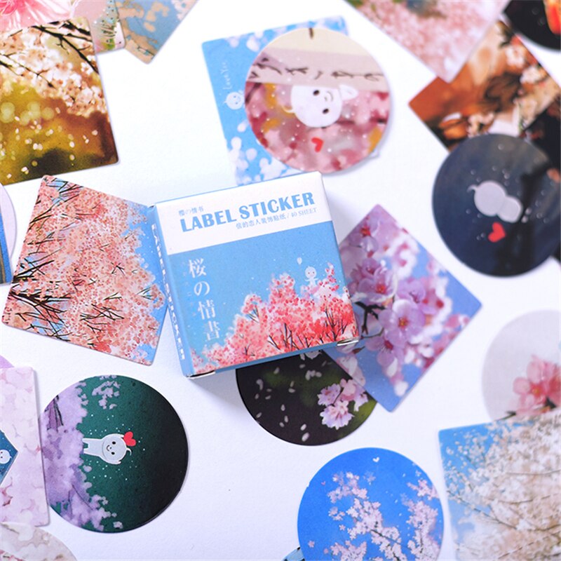 Hộp 40 miếng dán trang trí in hình họa tiết xinh xắn