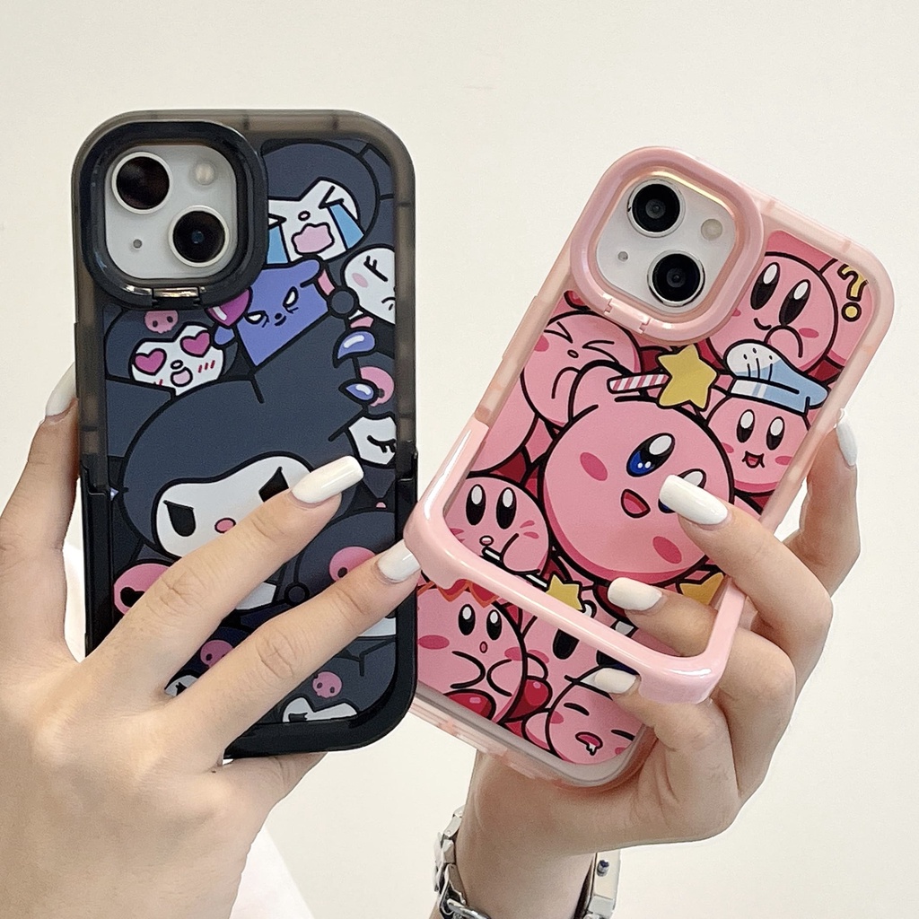 Ốp Điện Thoại Hình Kuromi and Kirby Dễ Thương Có Giá Đỡ Cho Iphone