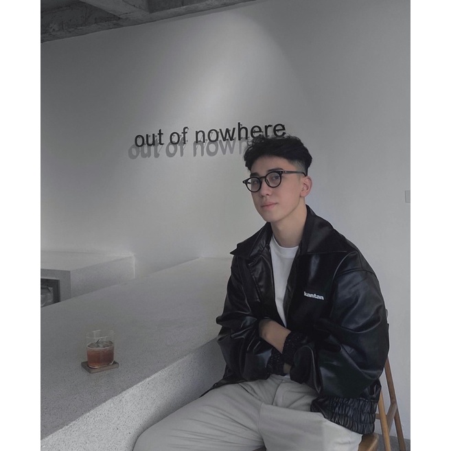 Áo khoác giả da cài nút unisex oversize