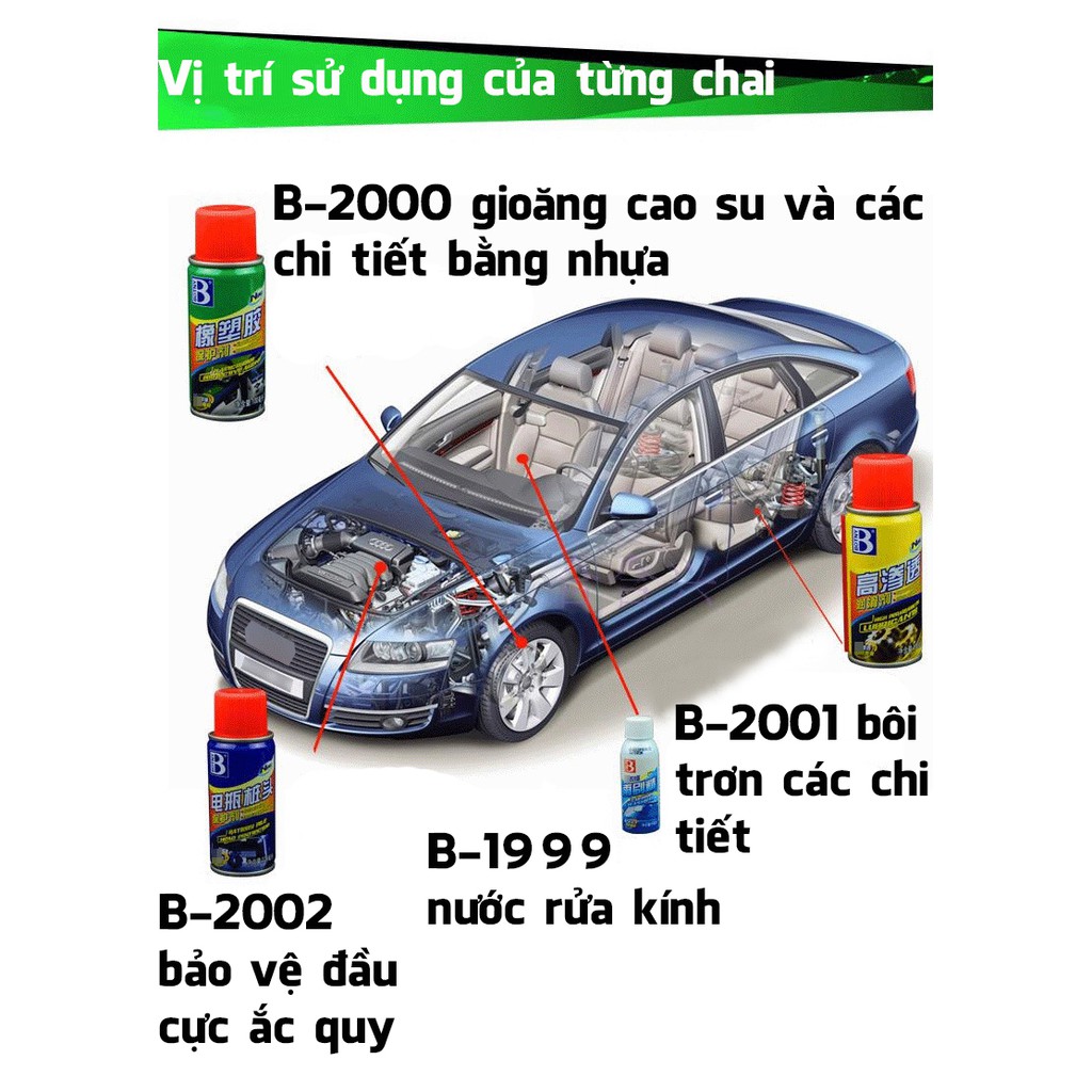 Bộ 4 chai bảo dưỡng ô tô chuyên dụng Botny B-1999, B-2000, B-2001, B-2002