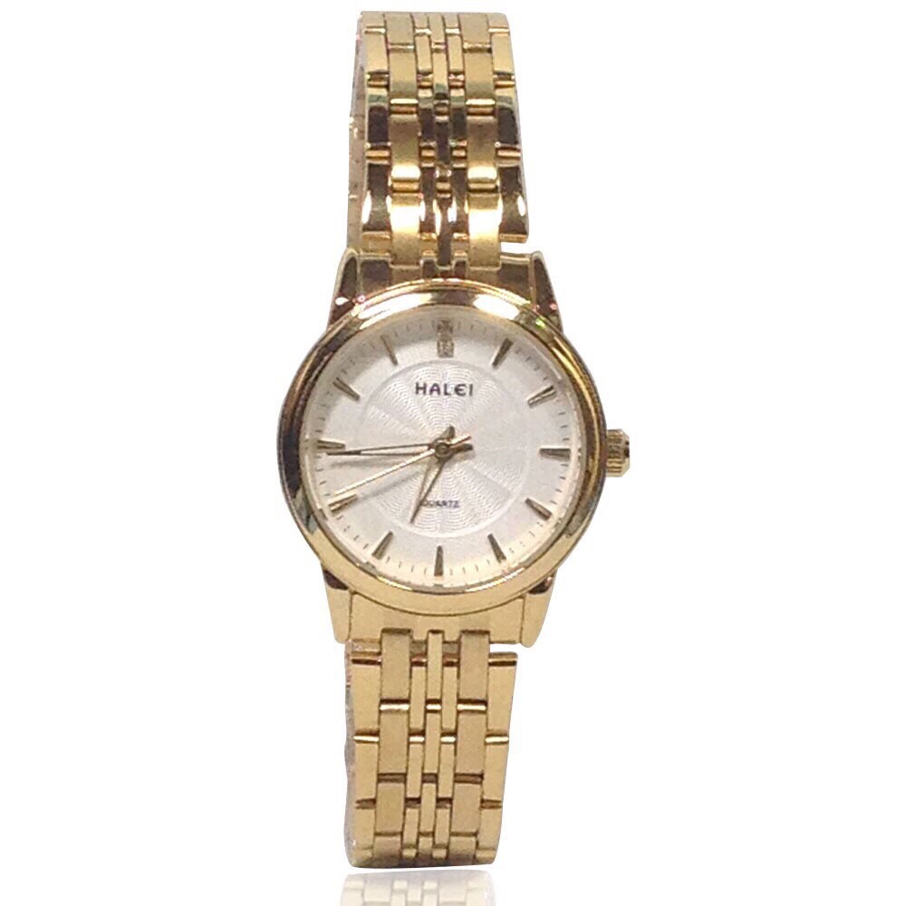 Đồng hồ Nữ dây thép vàng Halei mặt tròn màu trắng chống ghỉ, chống xước, chống nước tuyệt đối HL552 | BigBuy360 - bigbuy360.vn